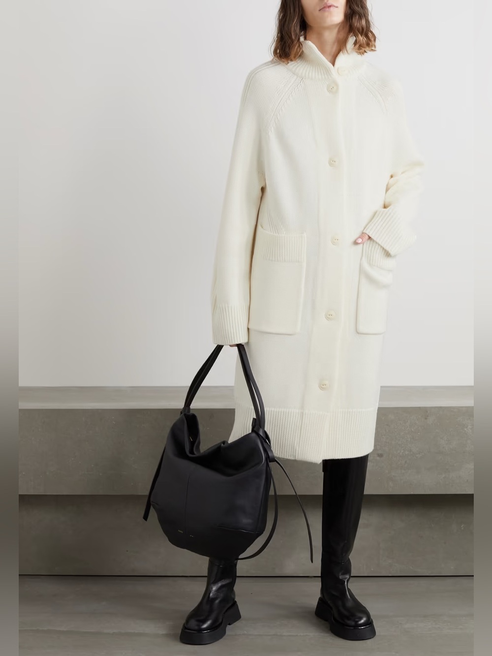 RAG & BONE Selah Wool Cardigan Coat in Ivory White